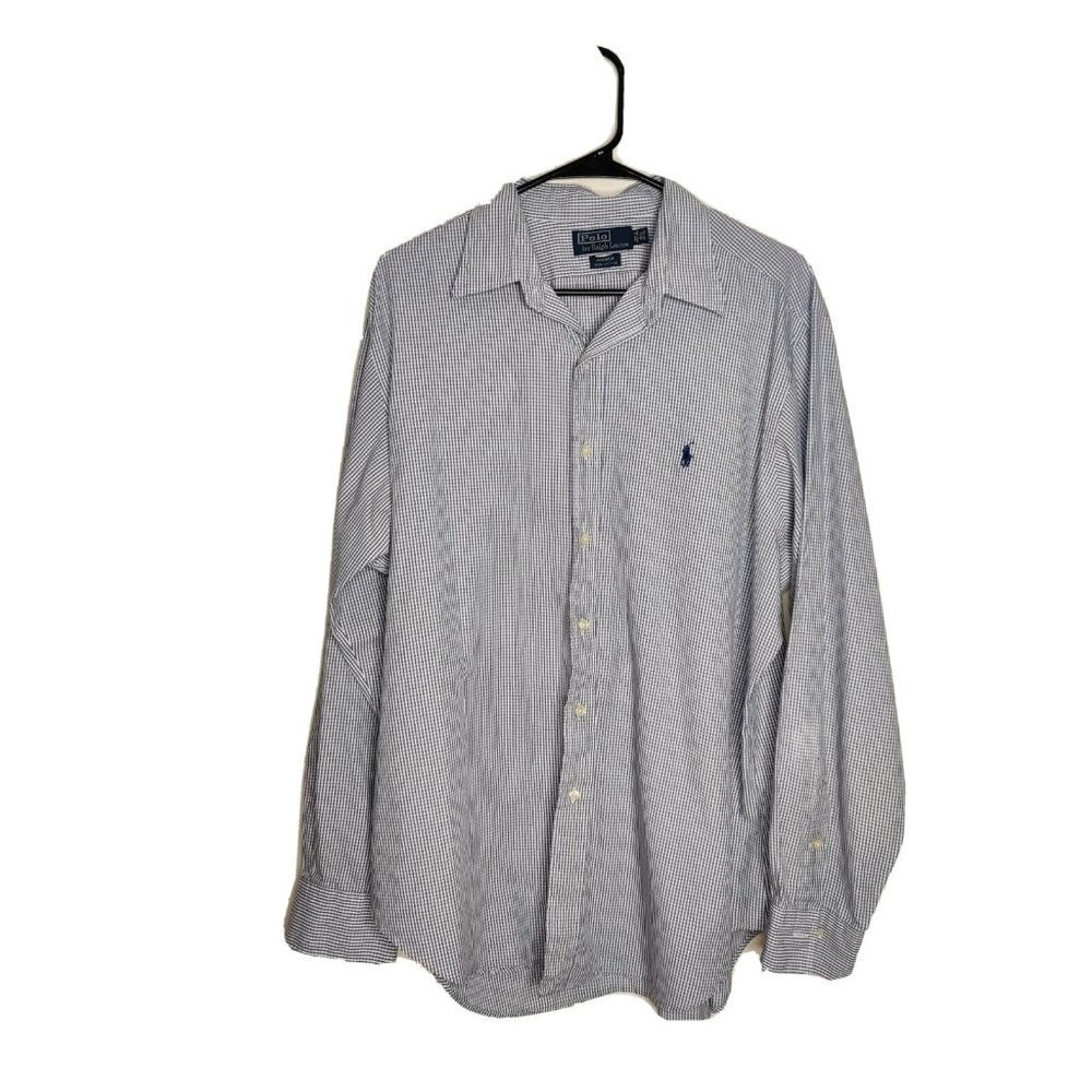 Polo by Ralph Lauren Blue Checkered Long Sleeve Button Down Shirt Men's Sz 16.5
